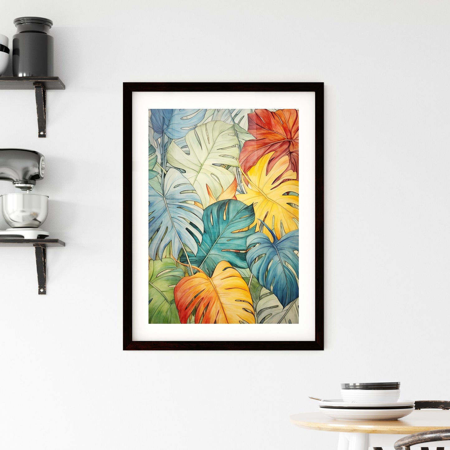 A Poster of tropical leaves - A Group Of Colorful Leaves Default Title