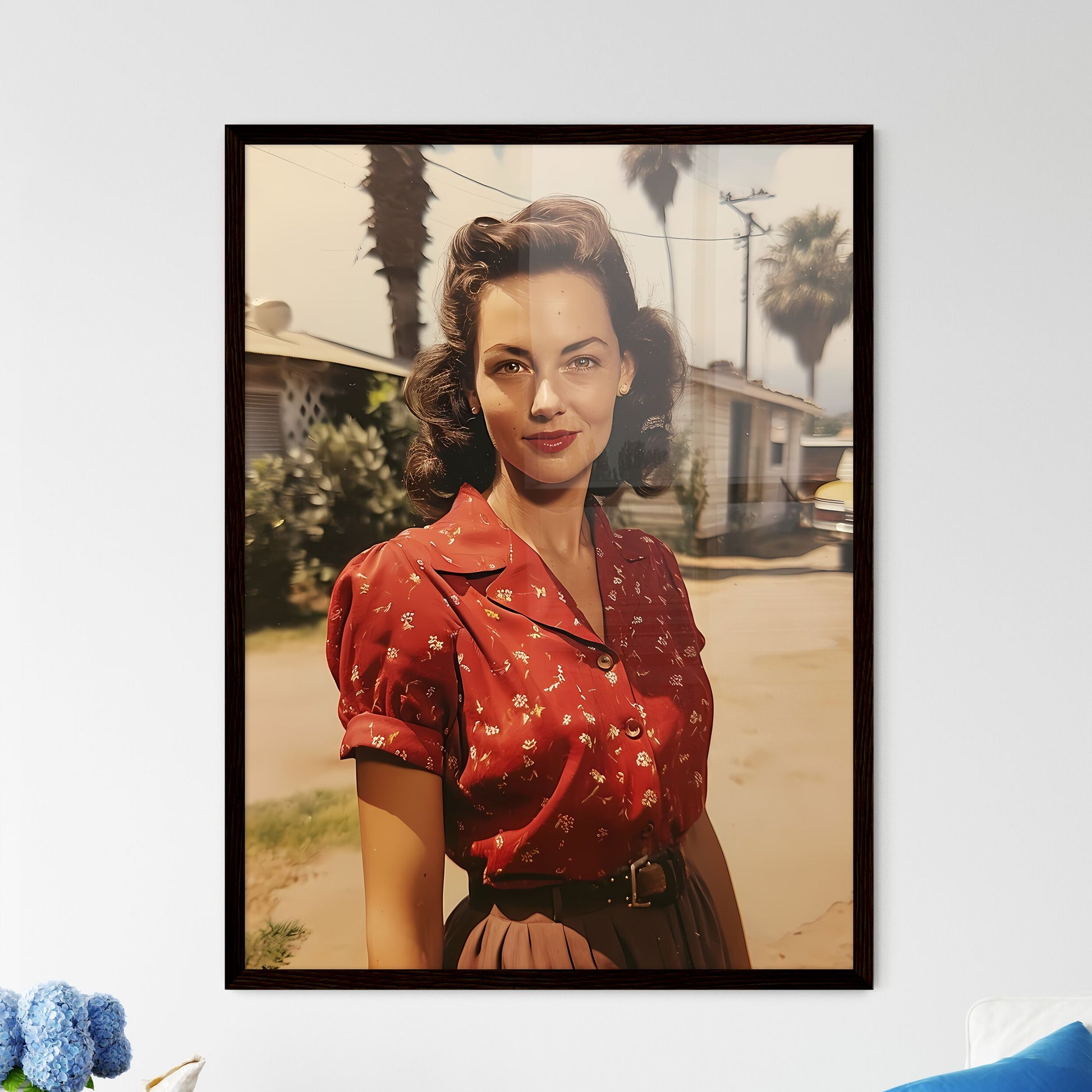 A Poster of beautiful lady homeowner in 1945 - Framed Art Print