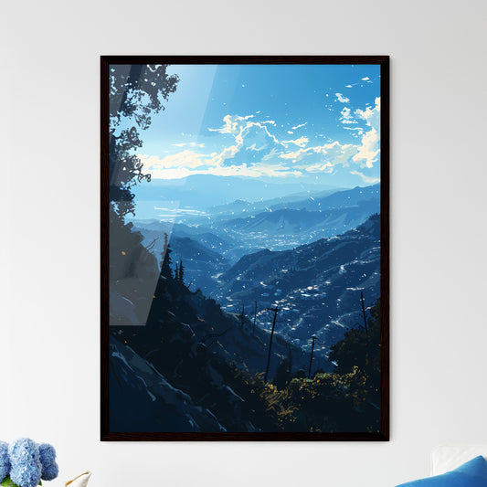 A Poster of Hollywood California Skyline - A - Framed Art Print