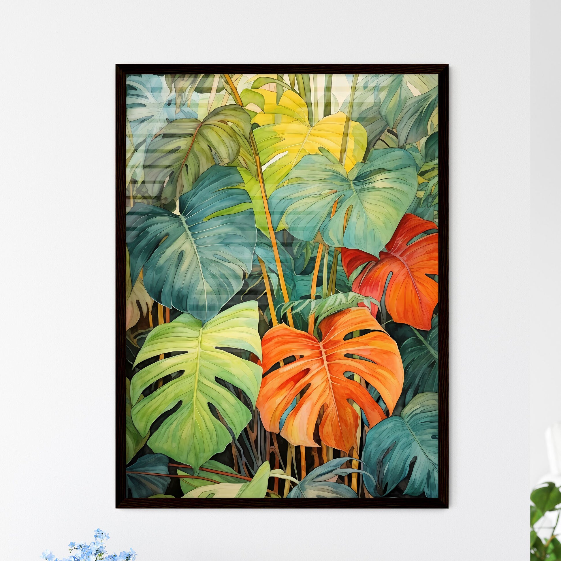 A Poster of tropical leaves - A Group Of Colorful Leaves Default Title