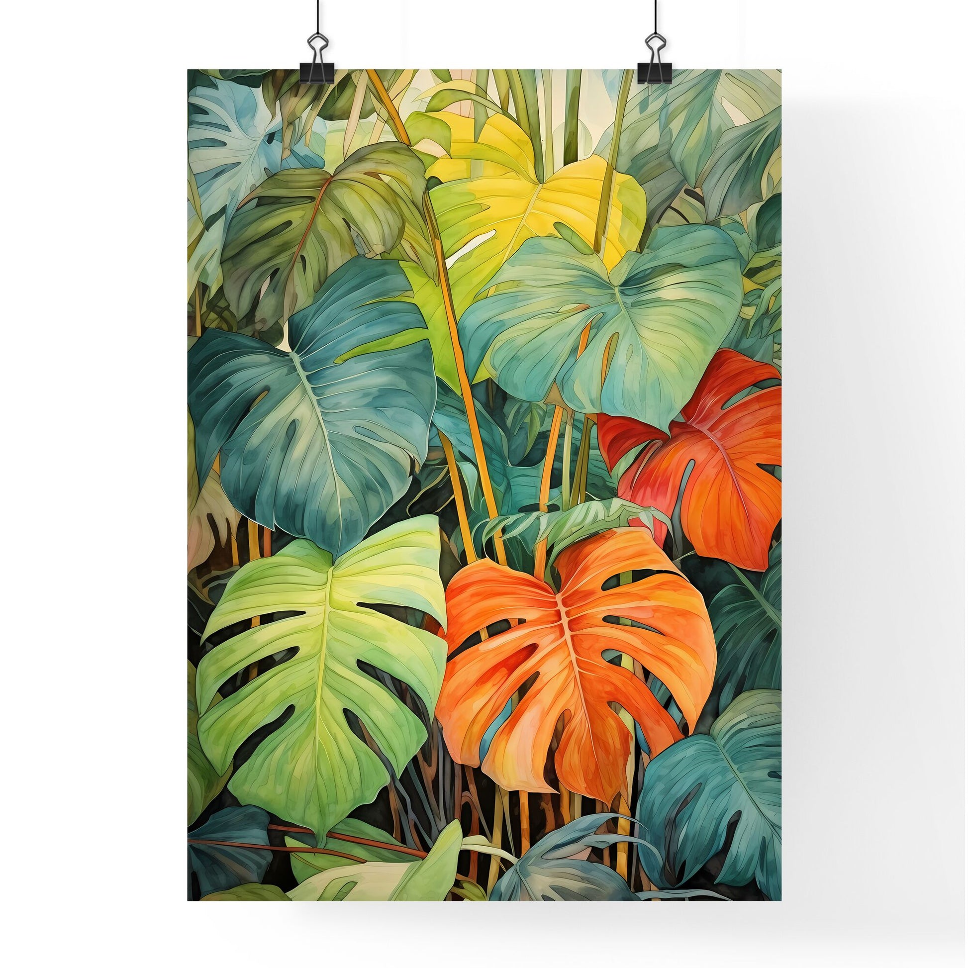 A Poster of tropical leaves - A Group Of Colorful Leaves Default Title