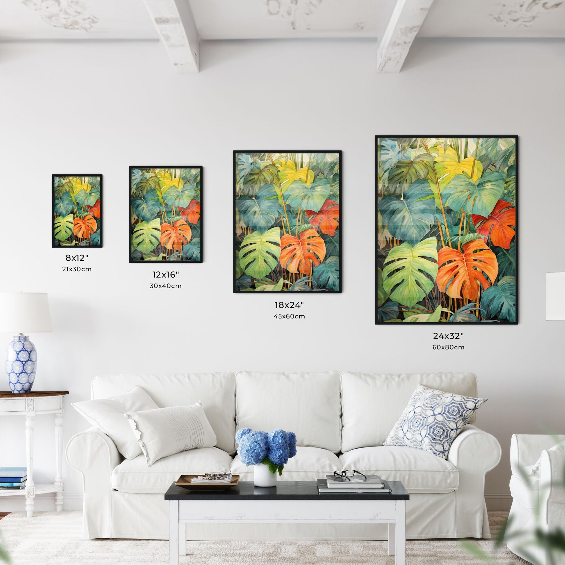 A Poster of tropical leaves - A Group Of Colorful Leaves Default Title