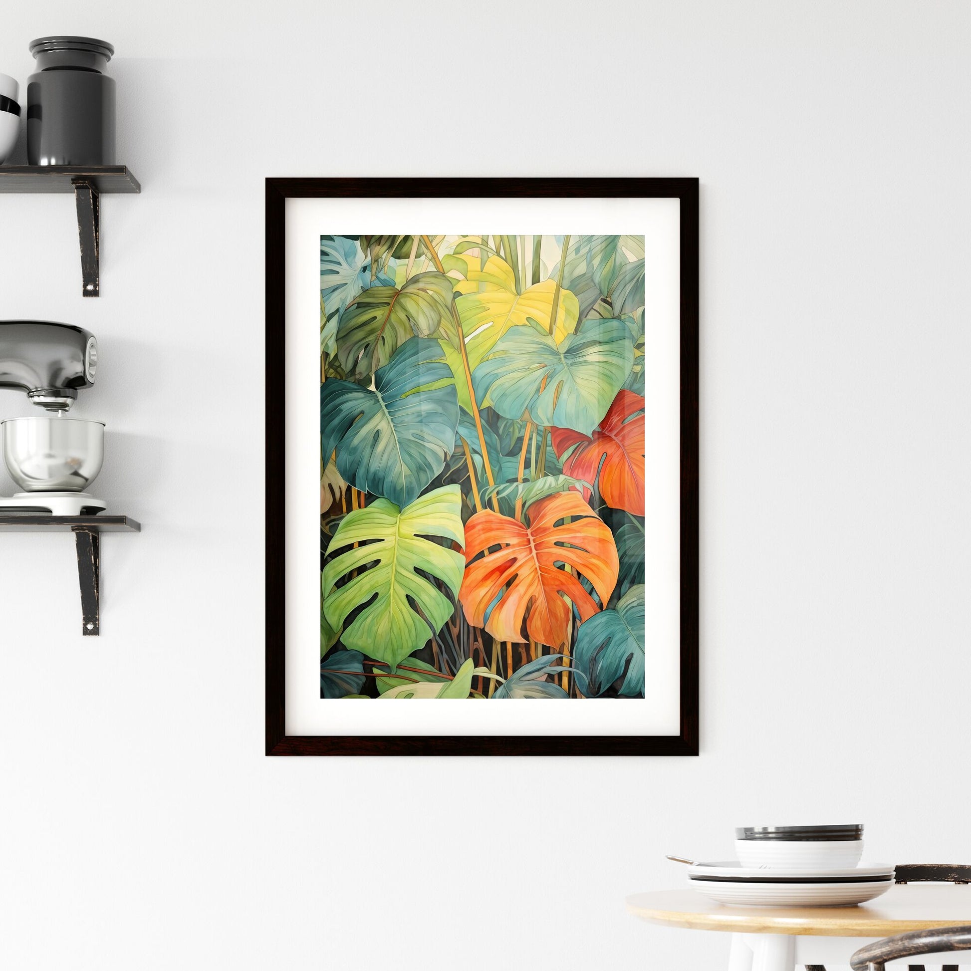 A Poster of tropical leaves - A Group Of Colorful Leaves Default Title