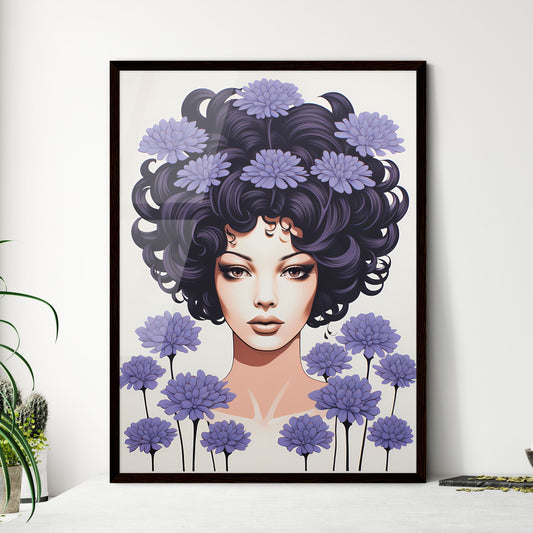 A Poster of Linocut Print Minimalism - A Wom - Framed Art Print