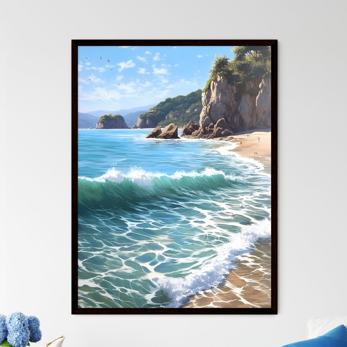 A Poster of Azure coast beautiful seashore - - Framed Art Print