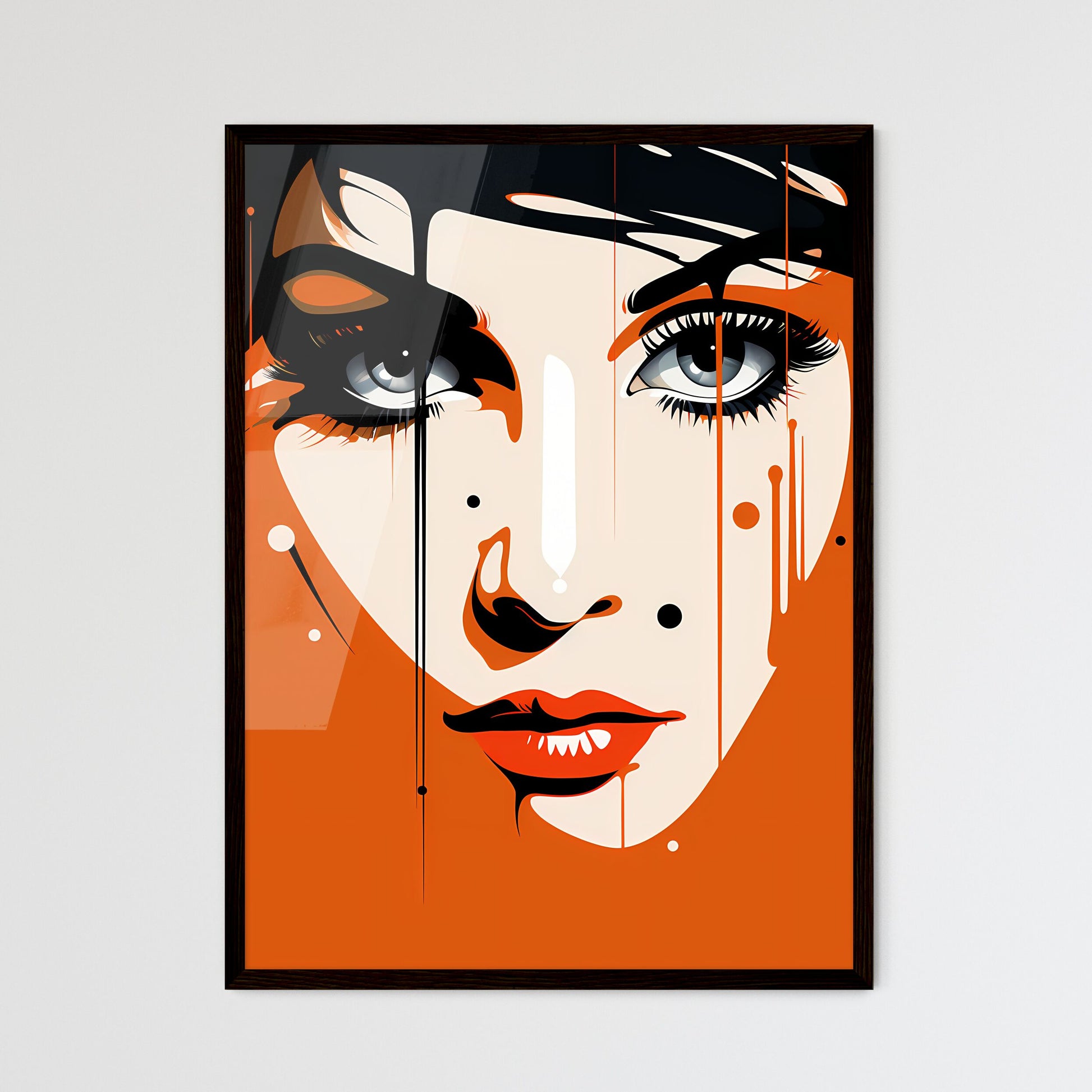 A Poster of Illustration Manga - A Woman'S Face With Red And White Paint Default Title