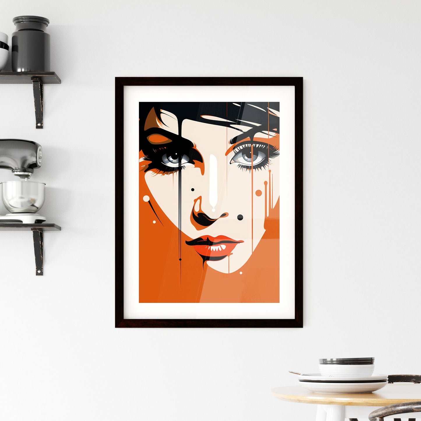 A Poster of Illustration Manga - A Woman'S Face With Red And White Paint Default Title