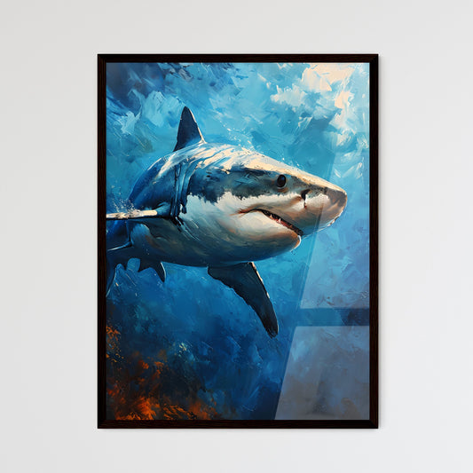 A Poster of The Shark Portrait with colorful Background  Wall Art