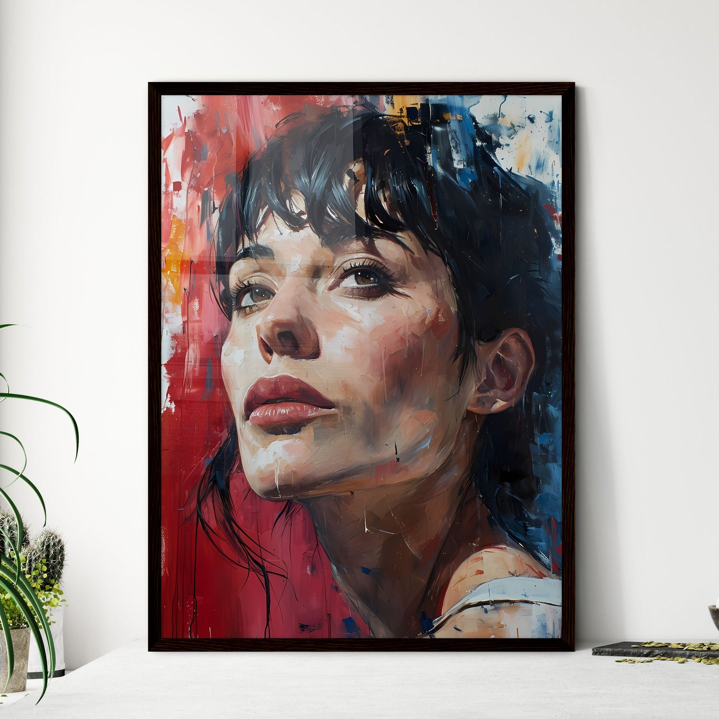 A Poster of painted portrait of woman in bed - Framed Art Print