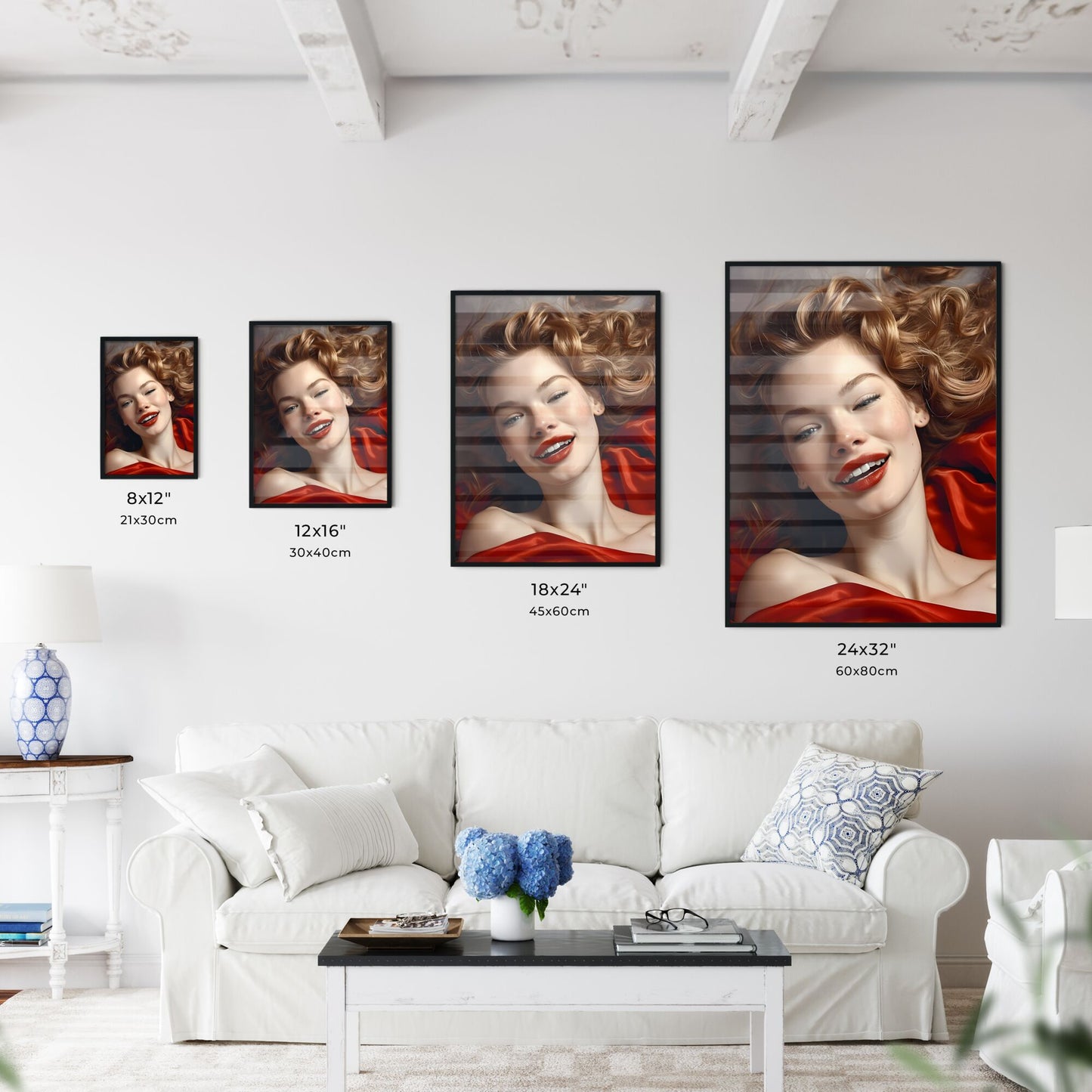 A Poster of intimacy - A Woman Lying Down With Red Lipstick And Red Lips Default Title