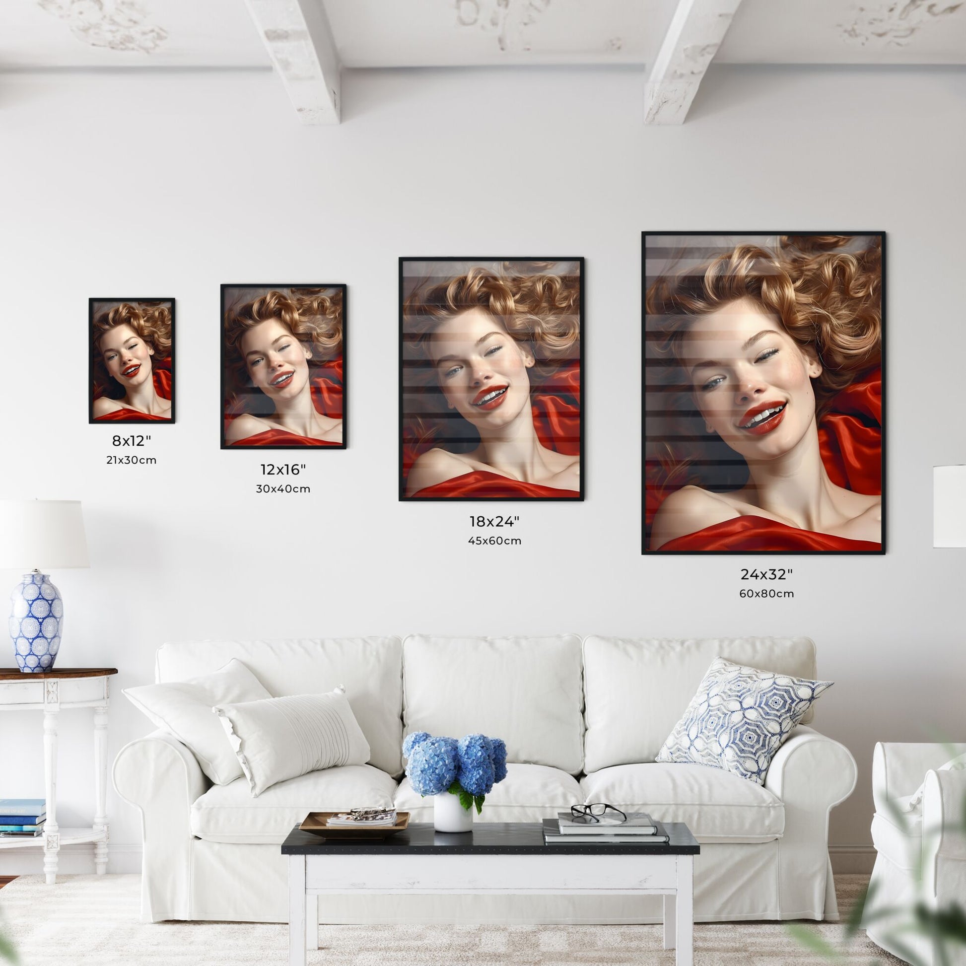 A Poster of intimacy - A Woman Lying Down With Red Lipstick And Red Lips Default Title