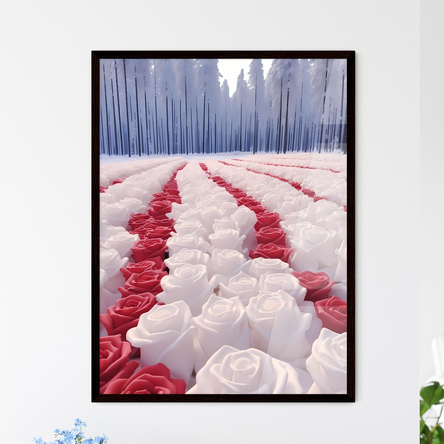 A Poster of photos of 1000 roses after heavy - Framed Art Print