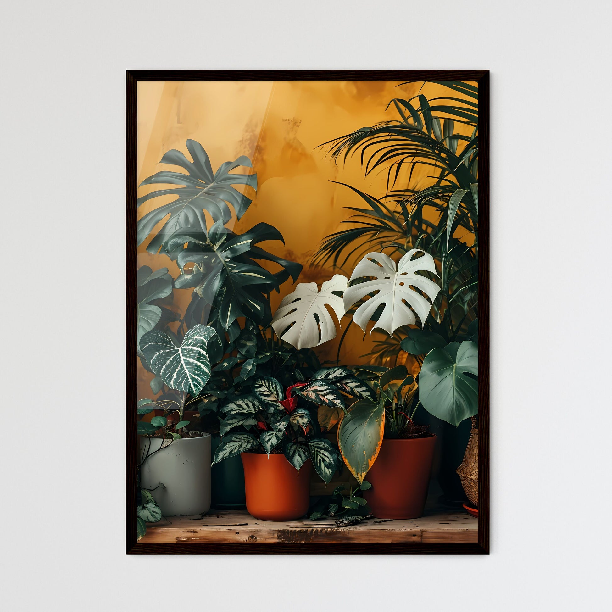 A Poster of boho drawing houseplants - A Gro - Framed Art Print