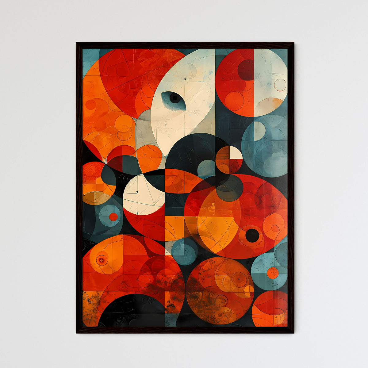 A Poster of Neutral Beige Mid Century Modern - Framed Art Print