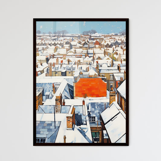 A Poster of snowy urban roofs of london - A Rooftops Of A City Framed Art