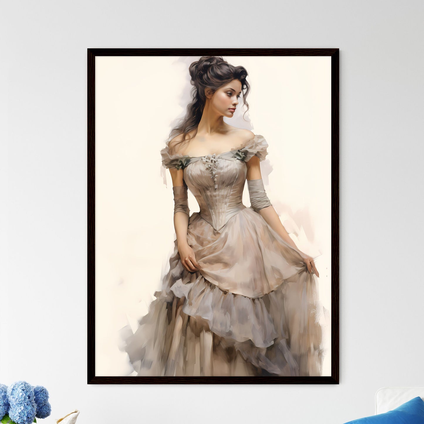 A Poster of Beautiful victorian dress - A Wo - Framed Art Print