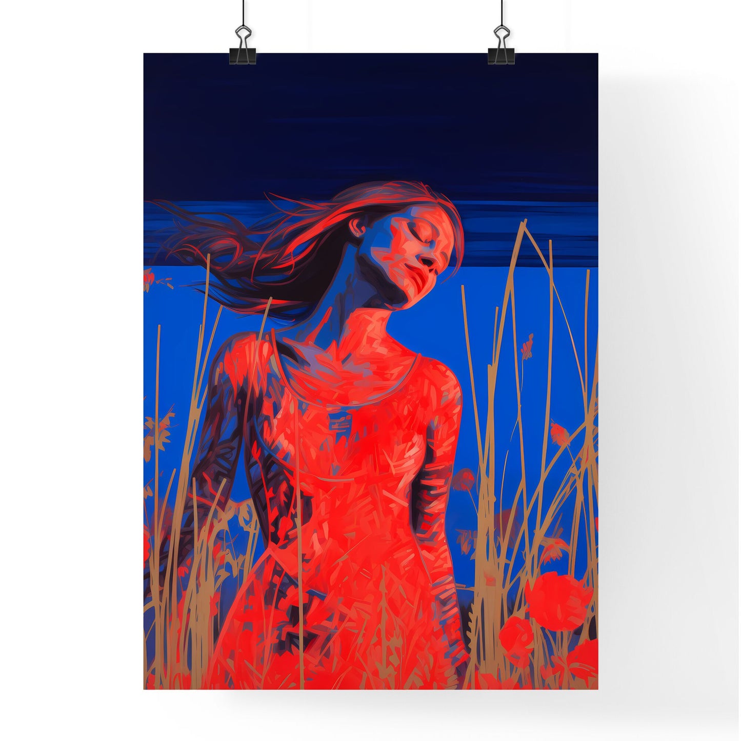 A Poster of inverted infrared - A Woman In A Field Of Grass Default Title