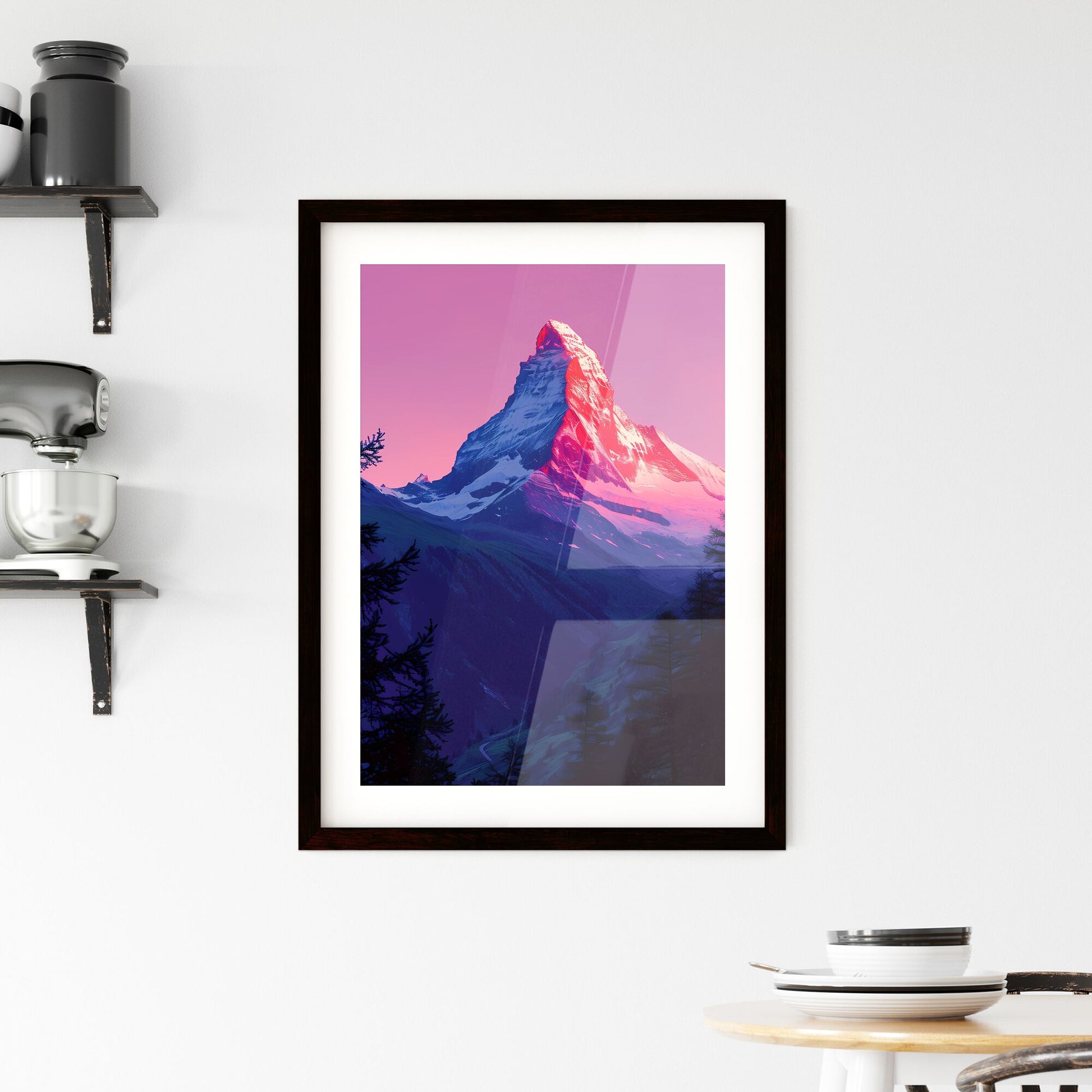 A Poster of Matterhorn - Matterhorn With Snow And Trees Default Title