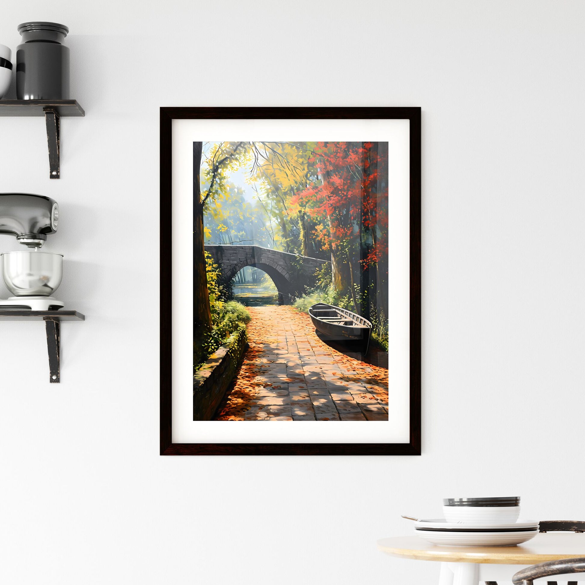 A Poster of bathing scene - A Boat On A Path In A Forest Default Title