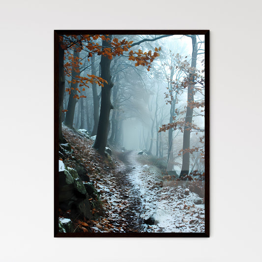 A Poster of winter forrest - A Path Throu - Framed Art Print