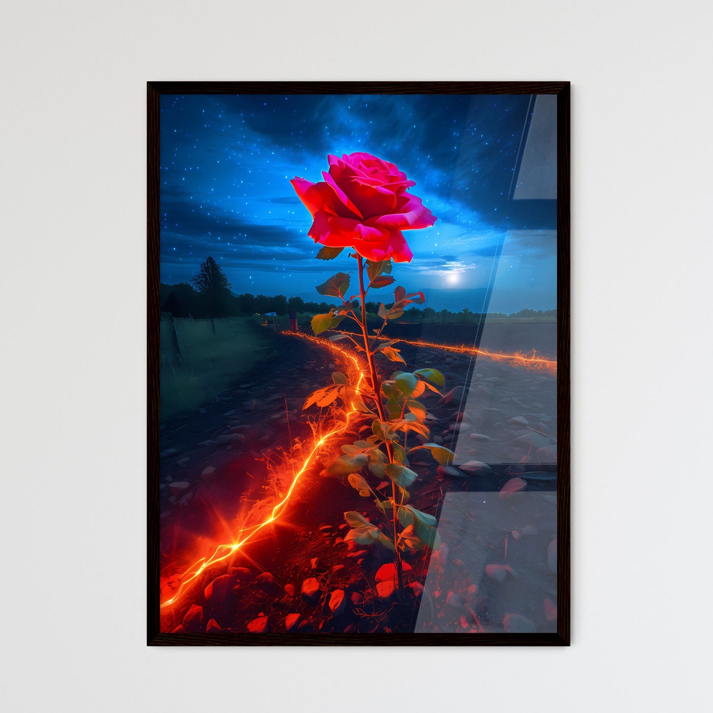 A Poster of In a quiet valley - A Rose Growi - Framed Art Print