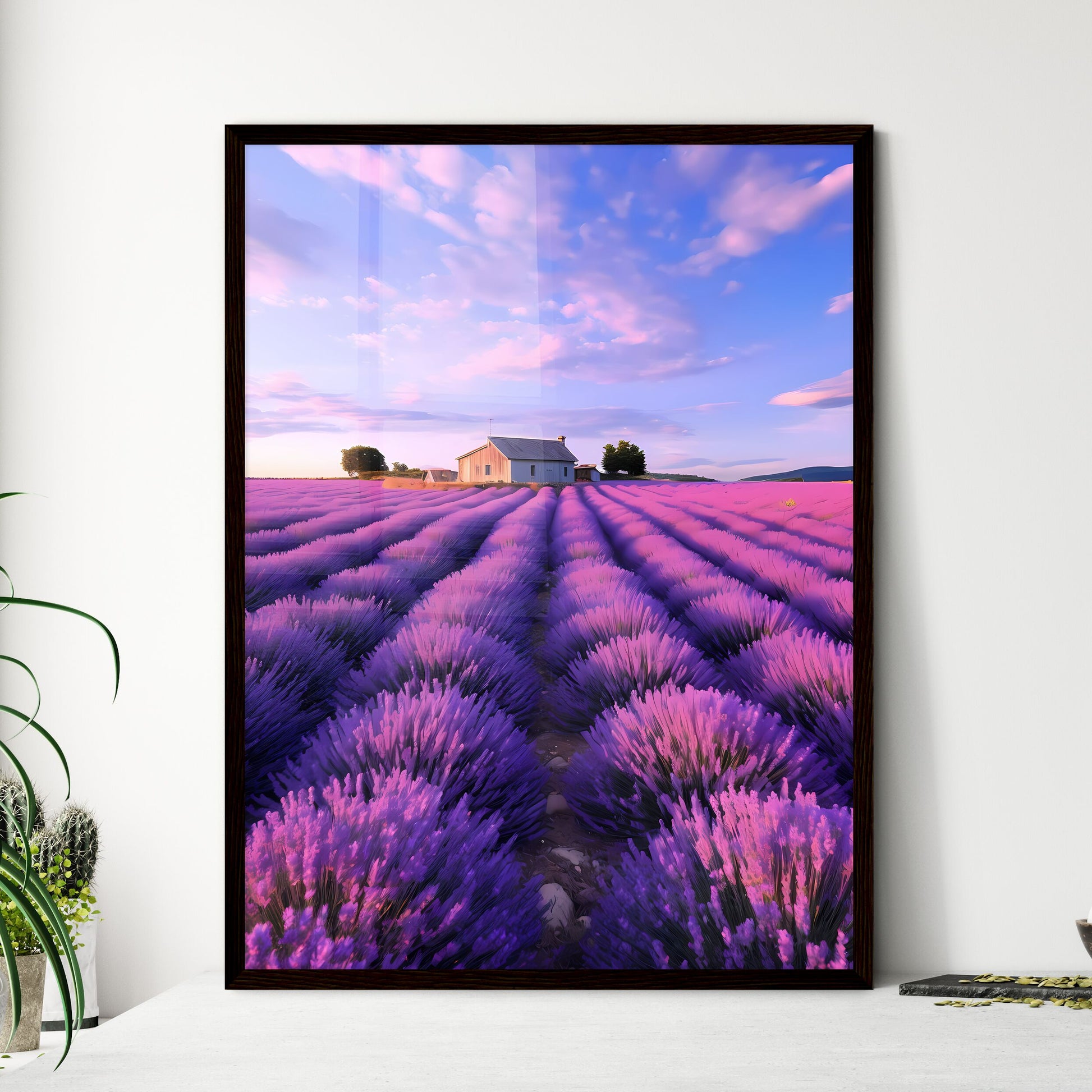 A Poster of large lavender flower sea - A Fi - Framed Art Print