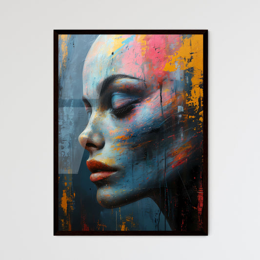 A Poster of The Alien Portrait with colorful Background - A Woman With Colorful Paint On Her Face Default Title