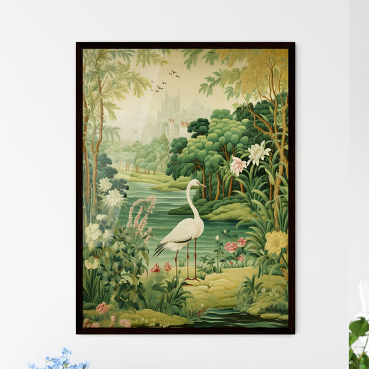 A Poster of green tapestry - A Painting Of A Bird In A Forest Default Title