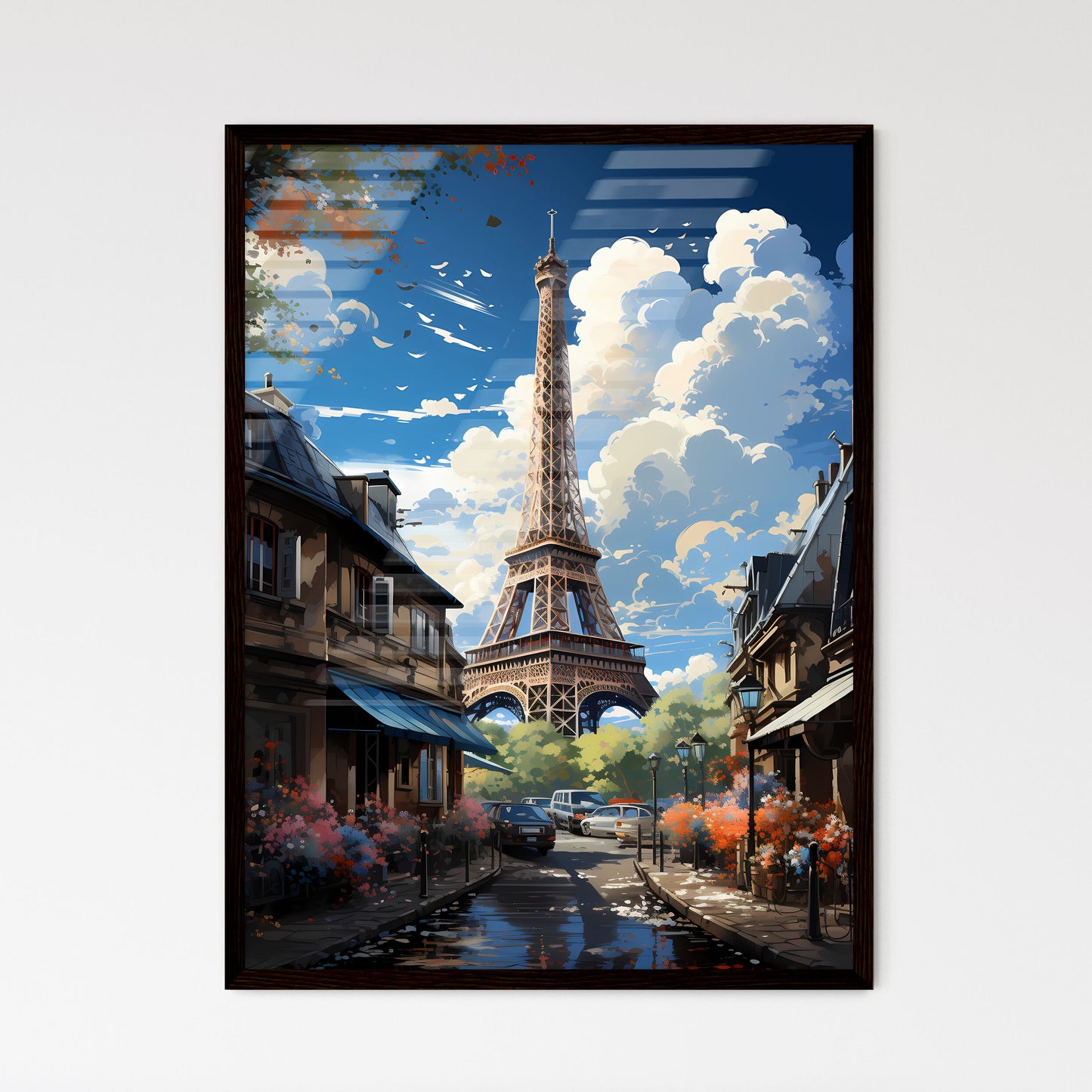 A Poster of the roofs of paris - A Tower In The Distance Framed Art