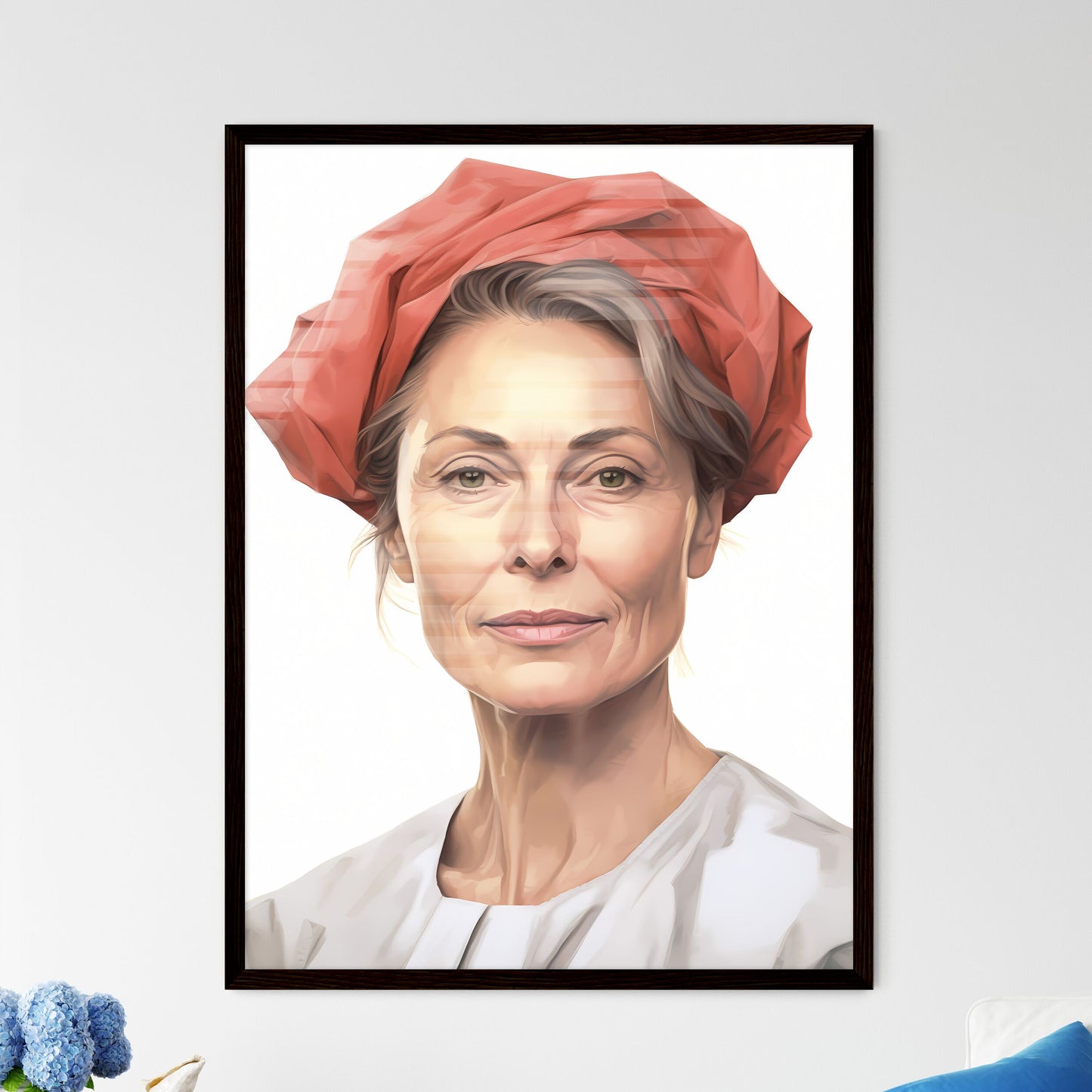 A Poster of beautiful mature woman 50 years  - Framed Art Print