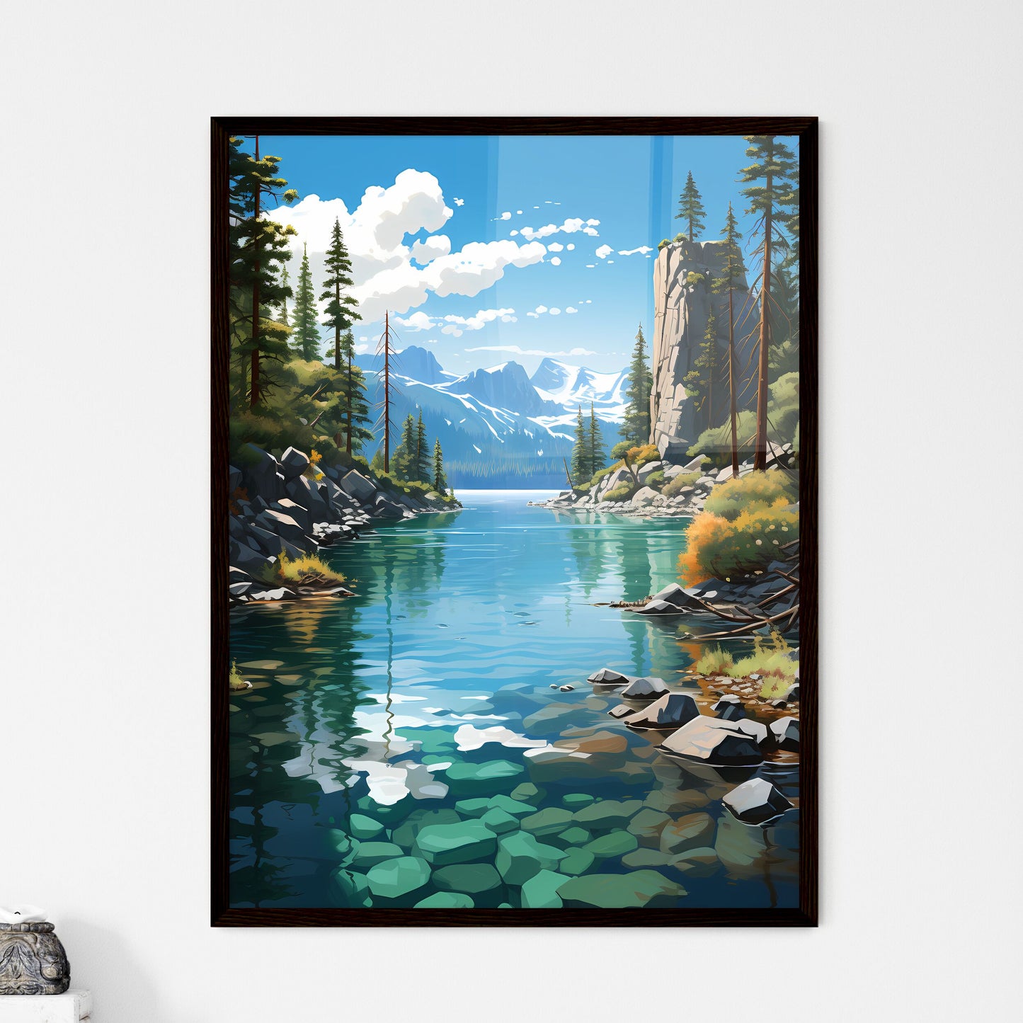 A Poster of Lake Tahoe National Park - A Riv - Framed Art Print