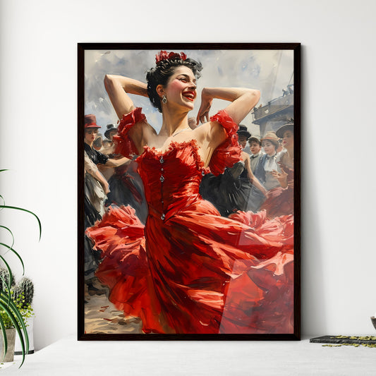 A Poster of French cancan dancers in Moulin  - Framed Art Print