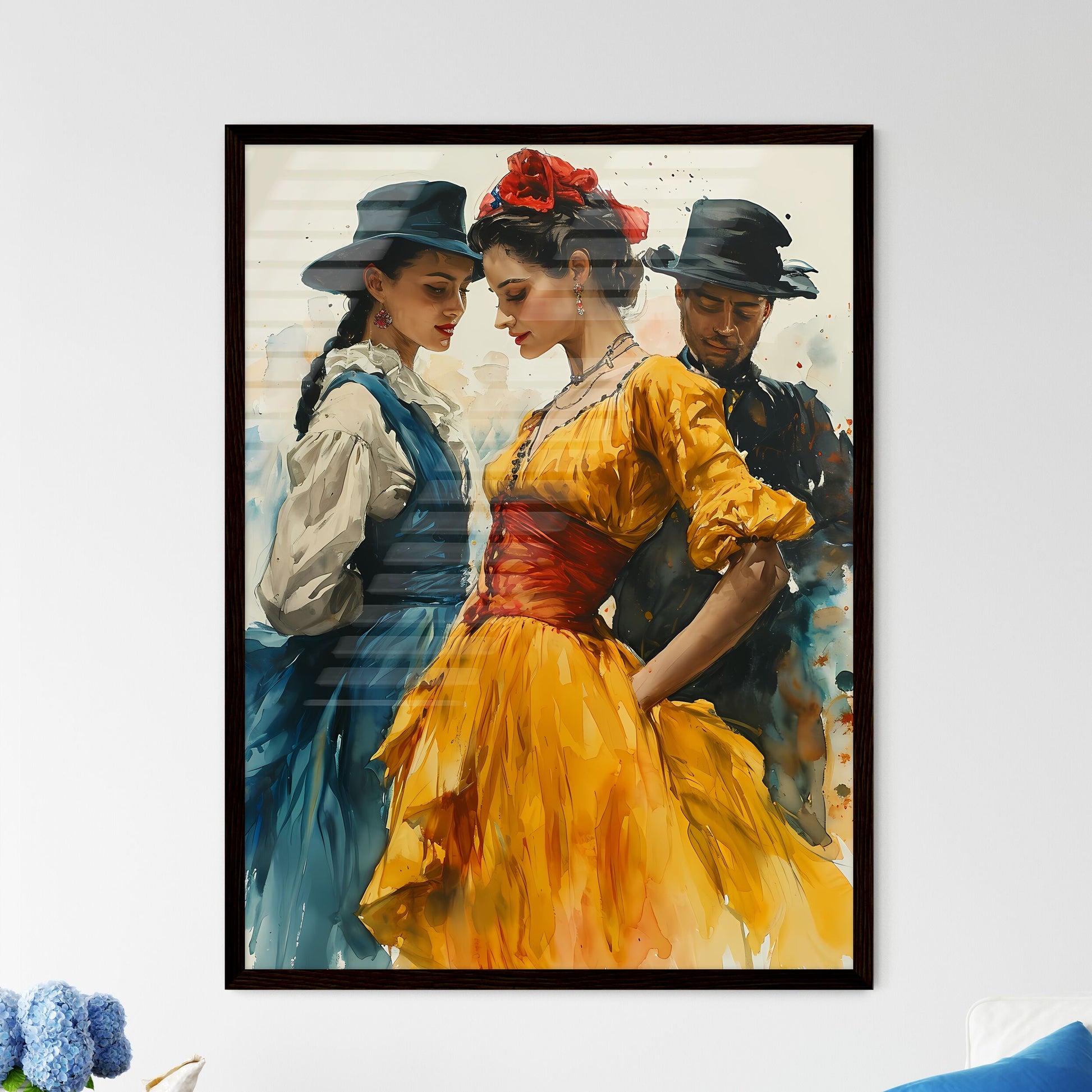 A Poster of French cancan dancers in Moulin  - Framed Art Print
