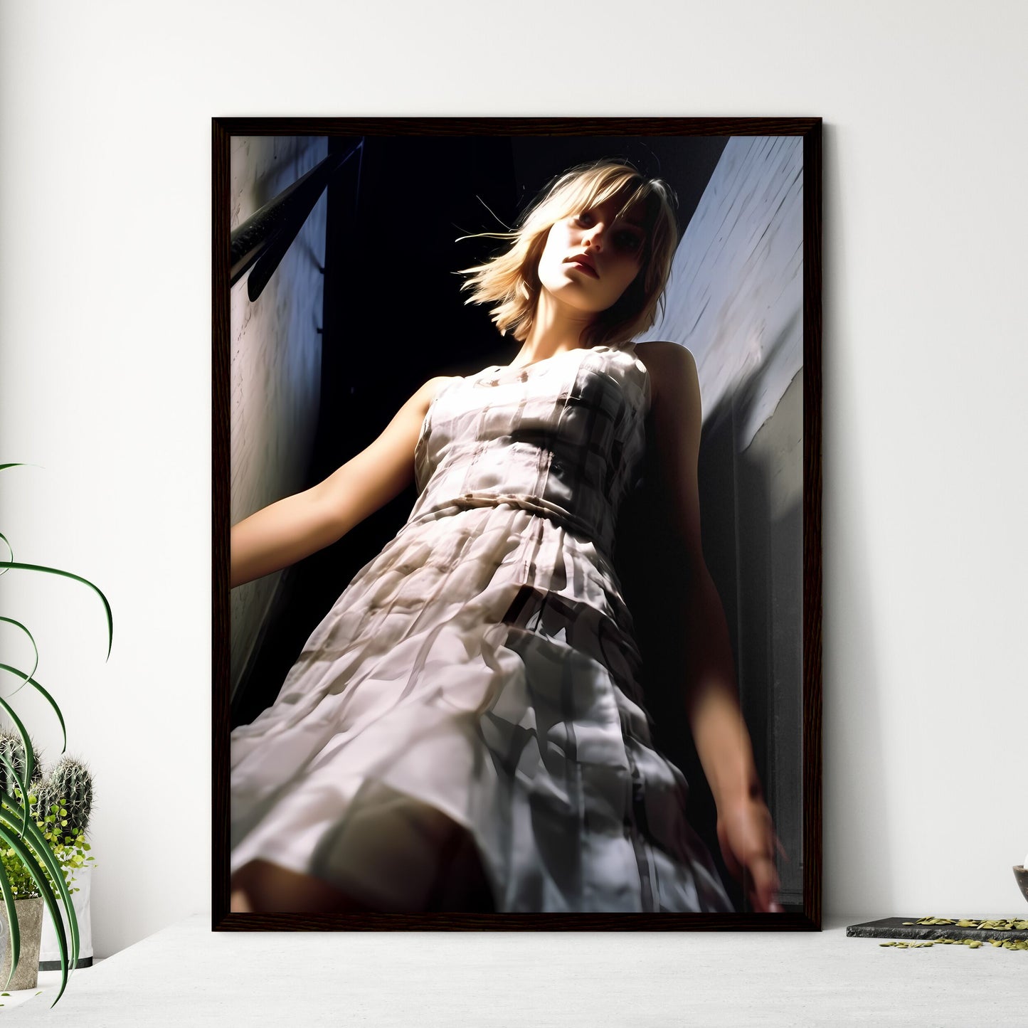 A Poster of A girl in a light dress - A Woma - Framed Art Print