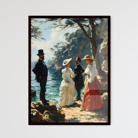 A Poster of bathing scene - A Group Of People Standing On A Rocky Shore Default Title