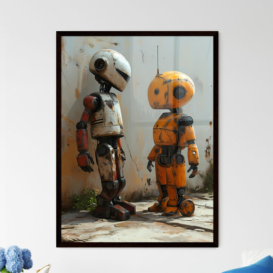 A Poster of an alien and a robot in love - Two Robots Standing Next To Each Other Default Title