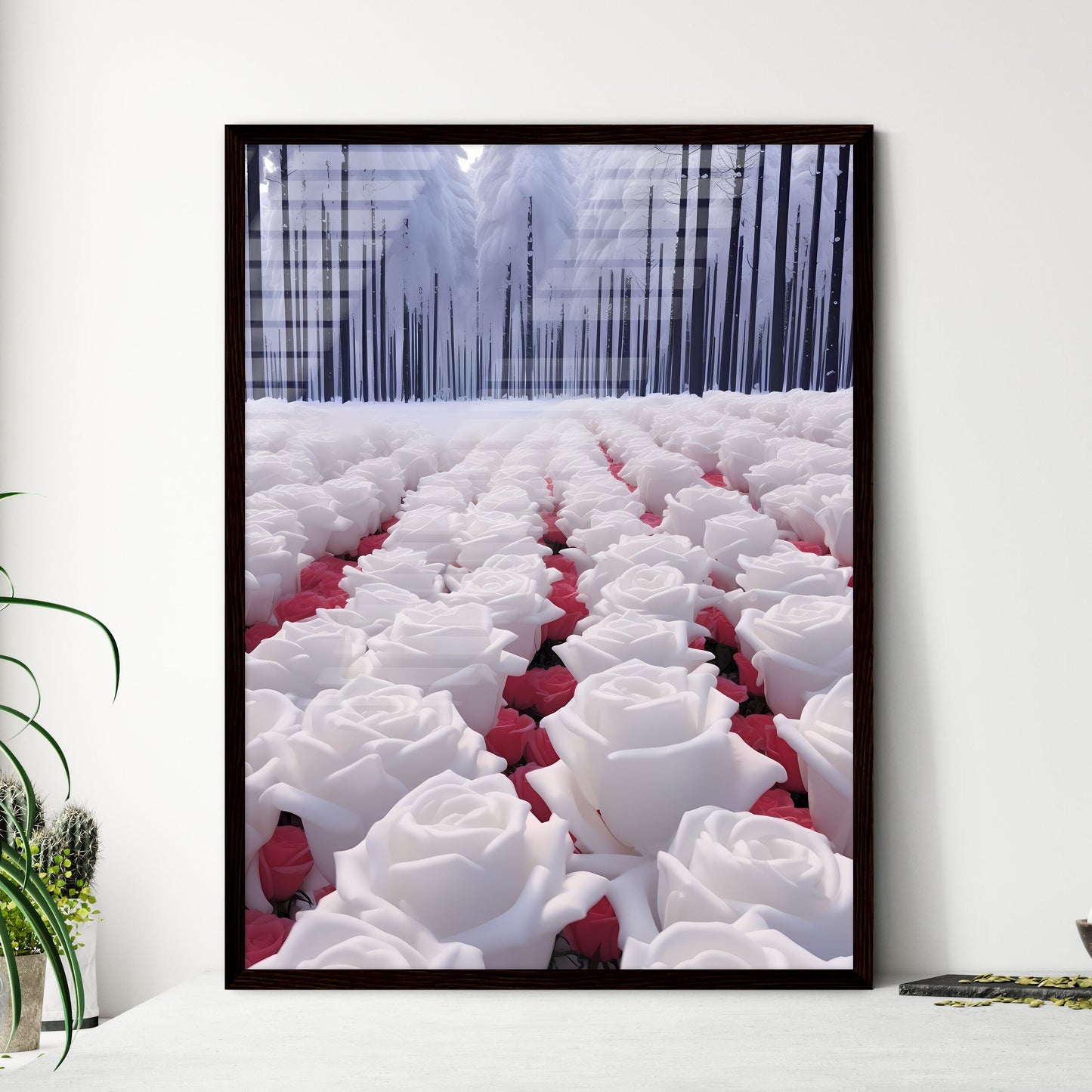 A Poster of photos of 1000 roses after heavy - Framed Art Print