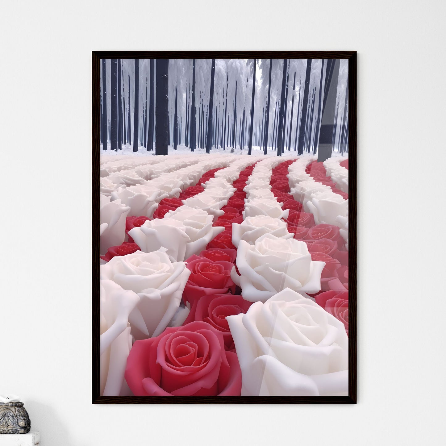 A Poster of photos of 1000 roses after heavy - Framed Art Print