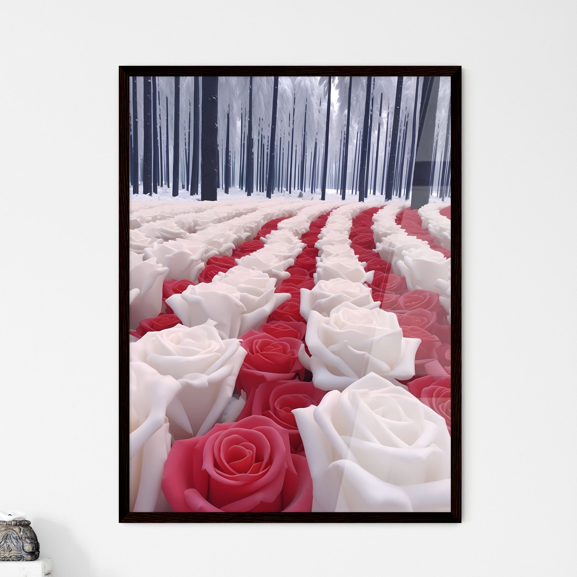 A Poster of photos of 1000 roses after heavy - Framed Art Print