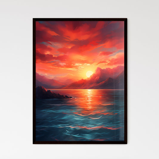 A Poster of The red sunset shone on the blue - Framed Art Print