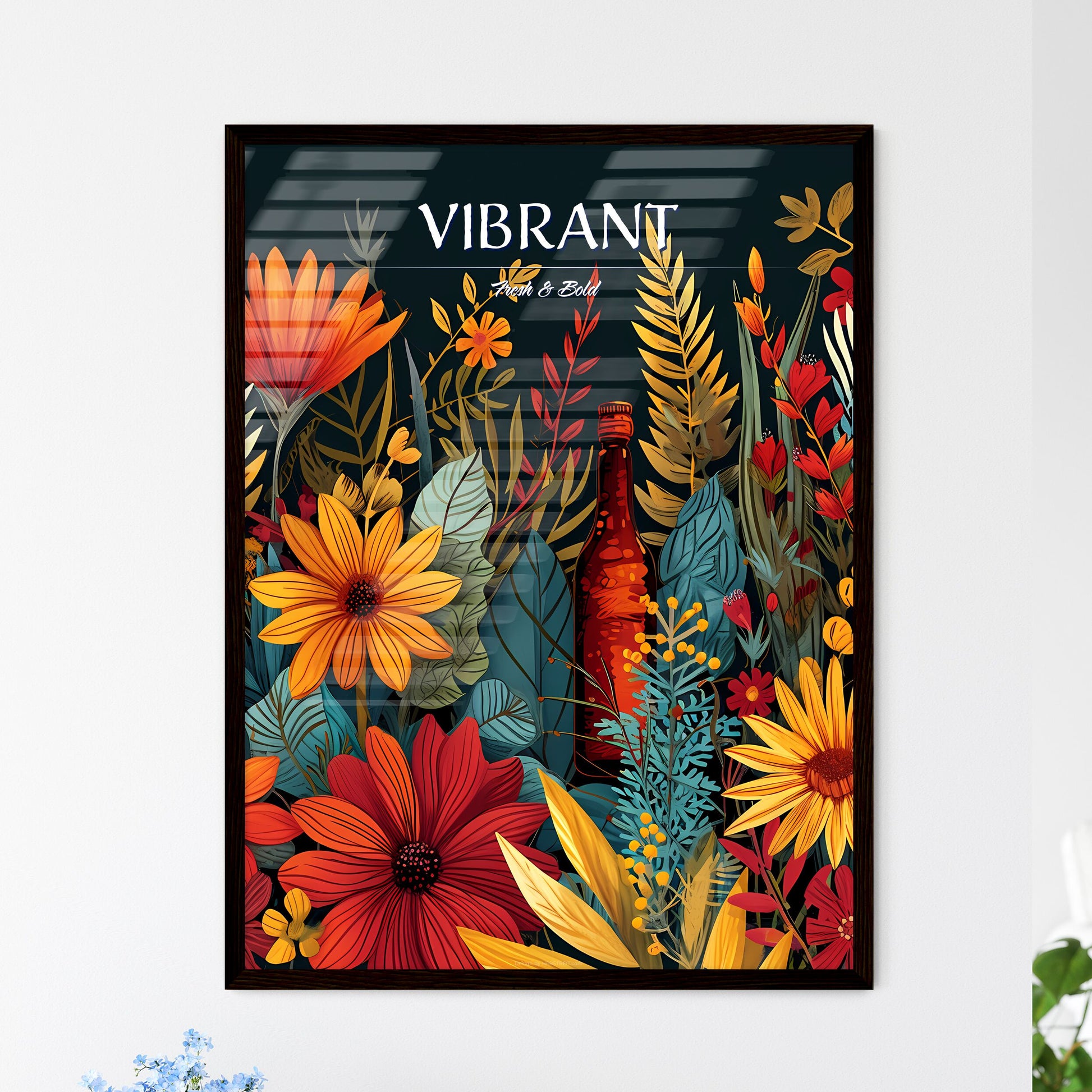 A Poster of boho drawing houseplants - A Col - Framed Art Print