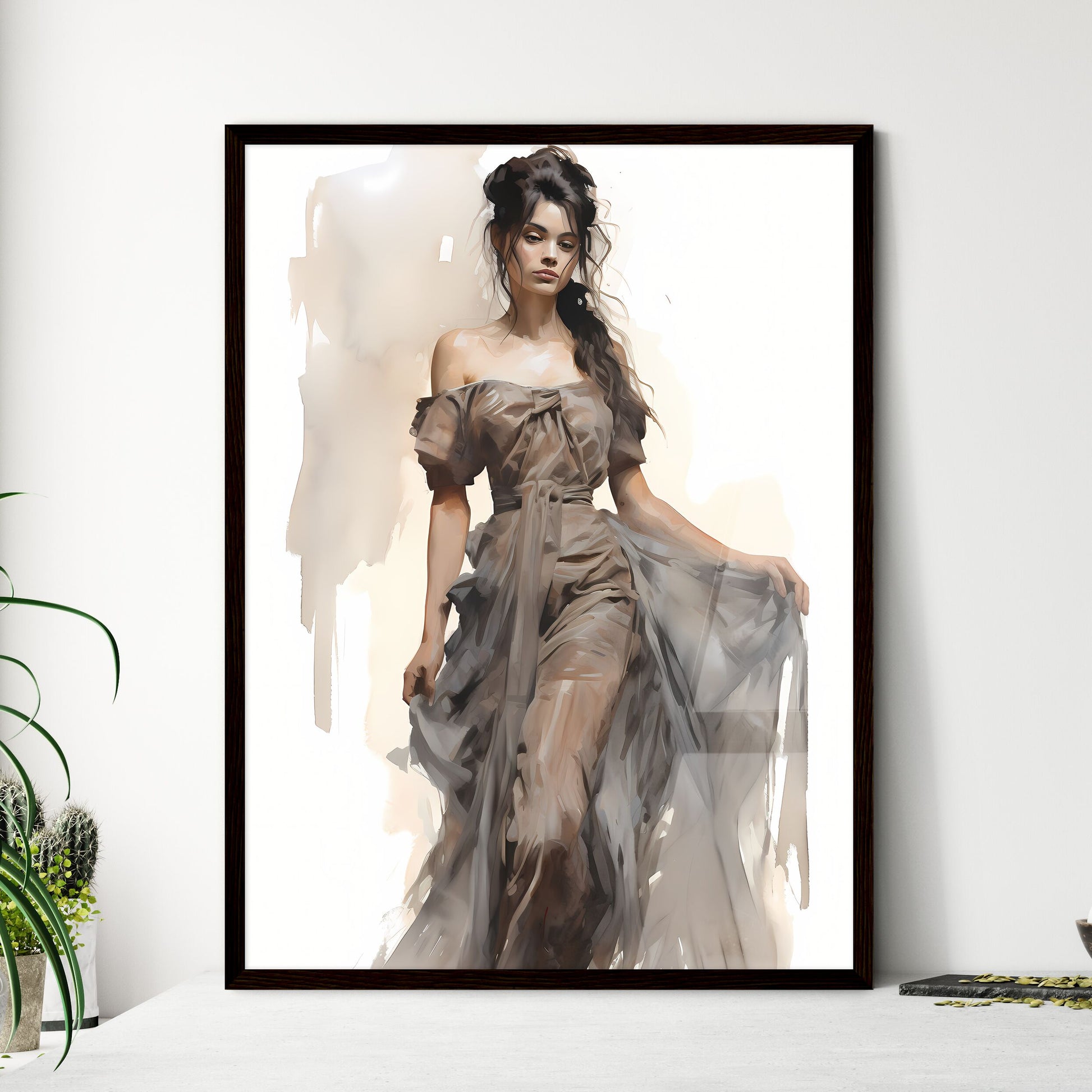 A Poster of Beautiful victorian dress - A Wo - Framed Art Print