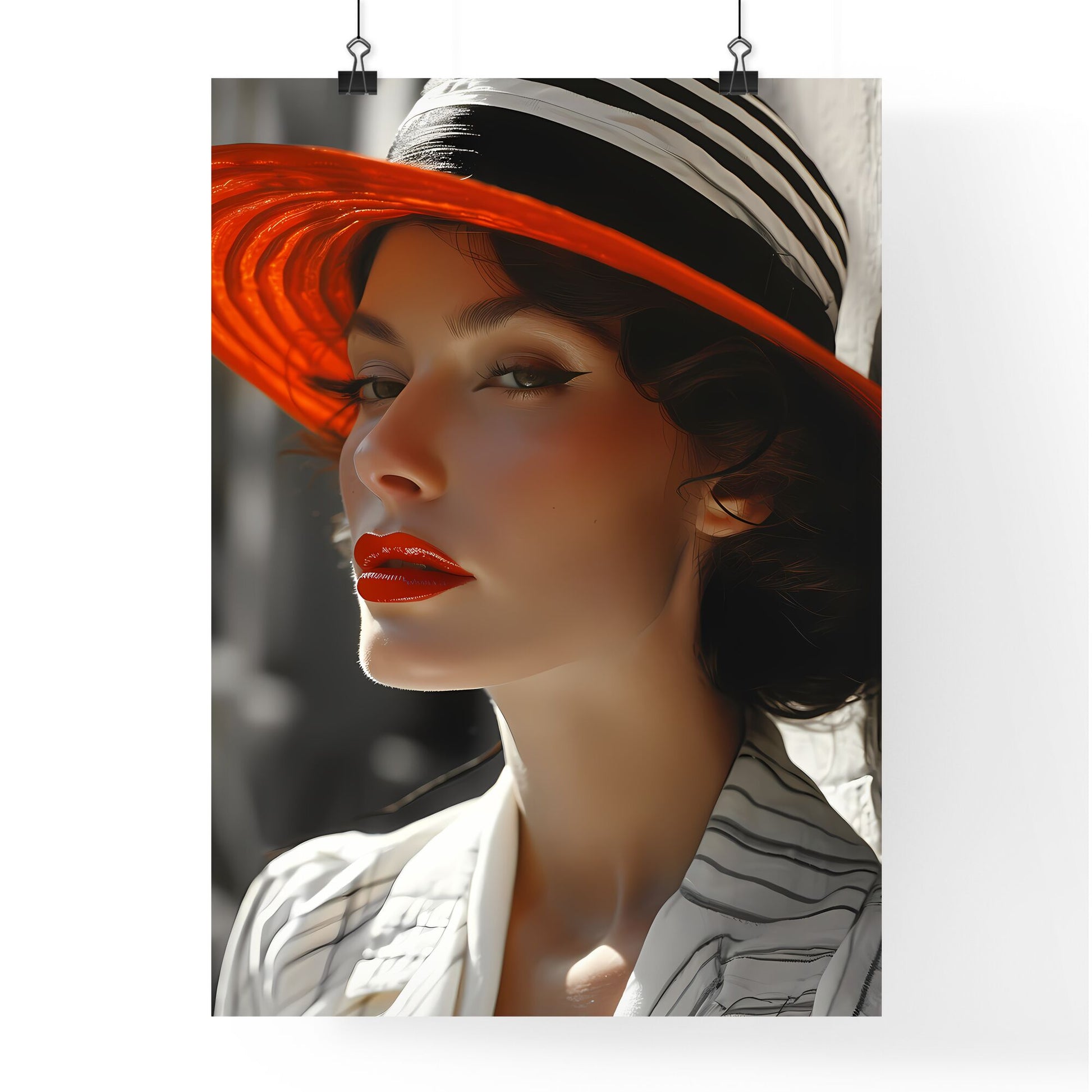 A Poster of beautiful woman - A Woman Wearing A Hat Default Title