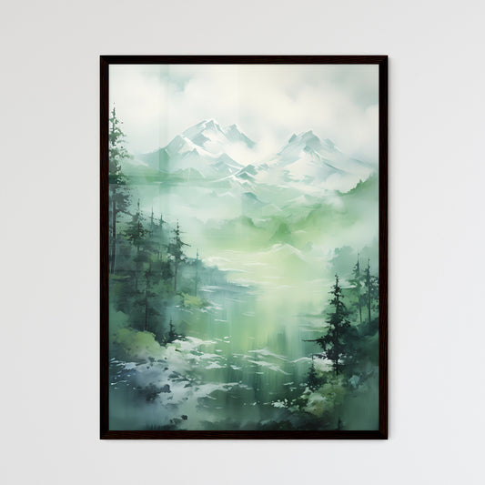 A Poster of painting of mountain side in spr - Framed Art Print