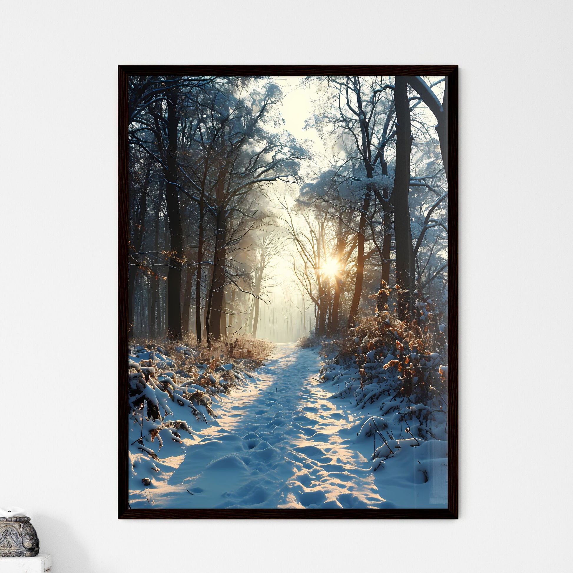 A Poster of winter forrest - A Snow Cover - Framed Art Print