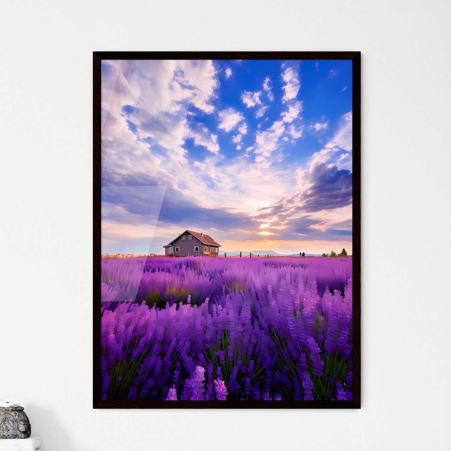 A Poster of large lavender flower sea - A Ho - Framed Art Print