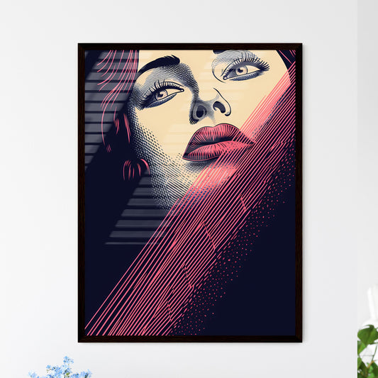 A Poster of gorgeous 4 color travel poster - A Woman'S Face With Pink And Black Lines Default Title