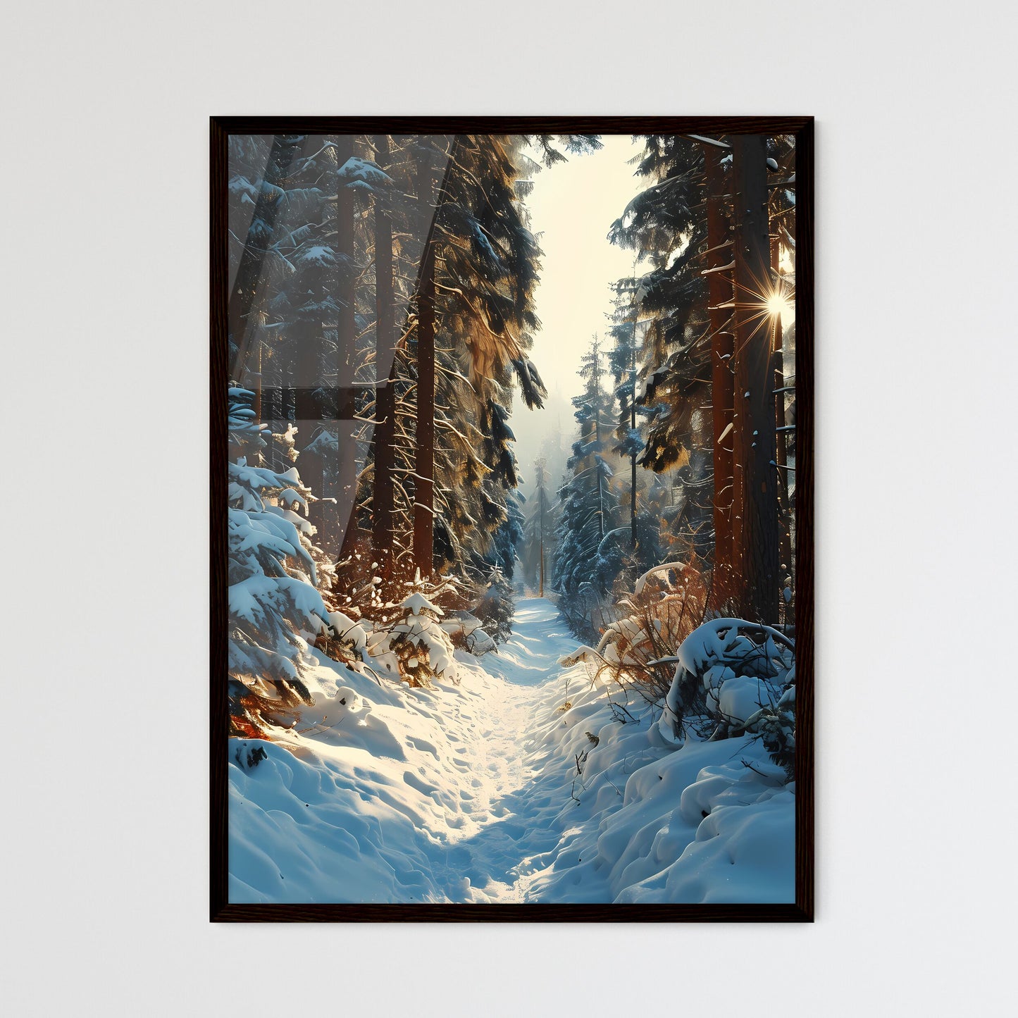 A Poster of winter forrest - A Snow Cover - Framed Art Print