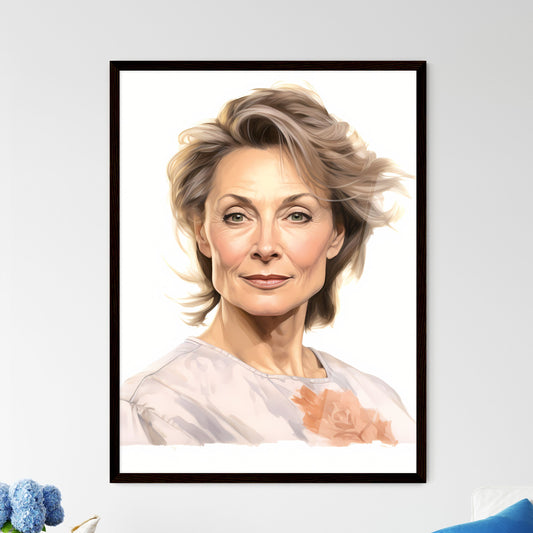 A Poster of beautiful mature woman 50 years  - Framed Art Print
