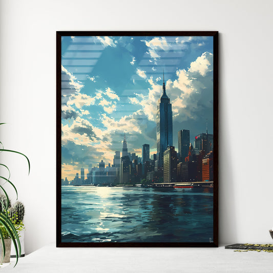 A Poster of New York City Skyline - A City Skyline With A Body Of Water Default Title